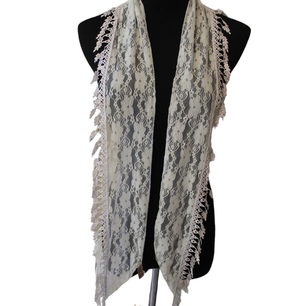 Unique Gray Lace Open End Scarf / Sewing Accessory / NWT's 80 inches